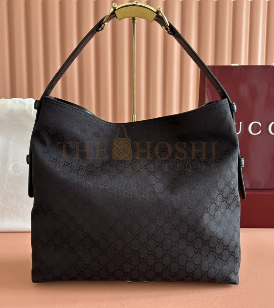 Gvc*1 Beatrix Black Calfskin Shoulder Bag with Horsebit Detail Model 850546 Italy Size  40x36x12cm Master Quality
