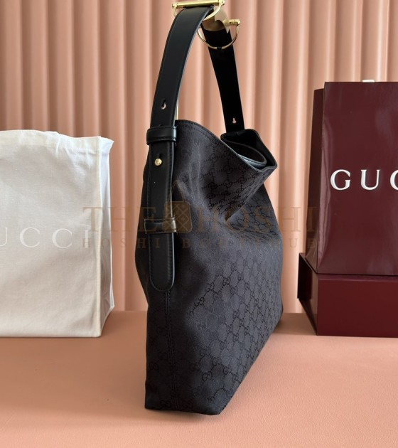 Gvc*1 Beatrix Black Calfskin Shoulder Bag with Horsebit Detail Model 850546 Italy Size  40x36x12cm Master Quality