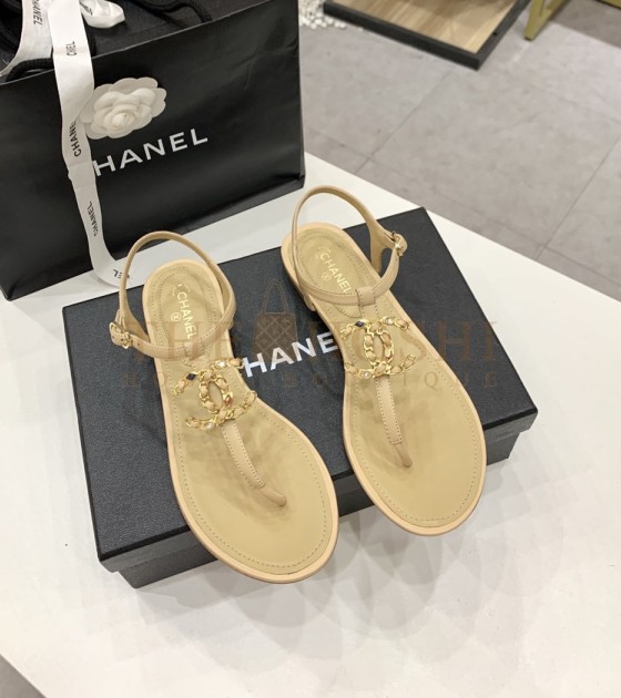 Ch**el Sandals Lambskin Leather Women