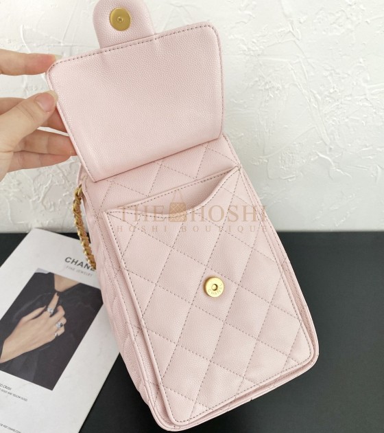 Ch**el 25C Hobo AS5631 Hobo Drawstring Bag Pink Leather with Gold Chain 22*12.5*20CM Master Quality