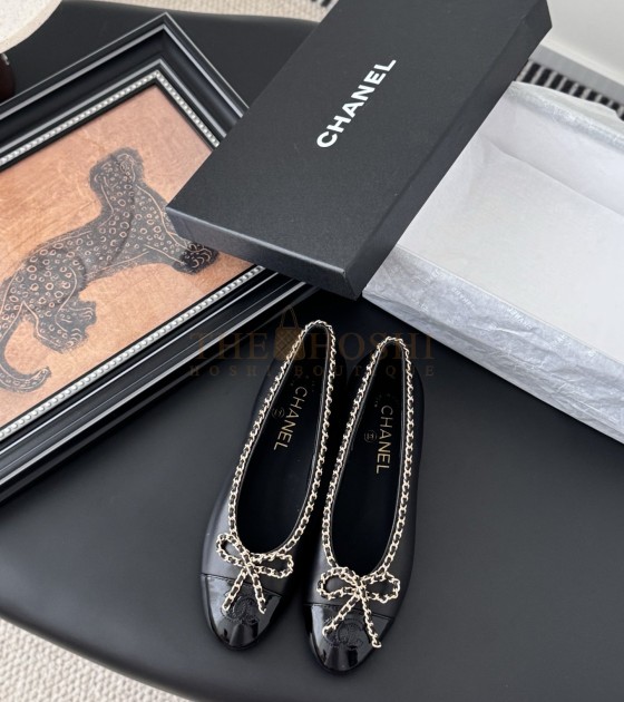 Ch**el Slingback Heels Flat Black 6.5cm Size 35-42