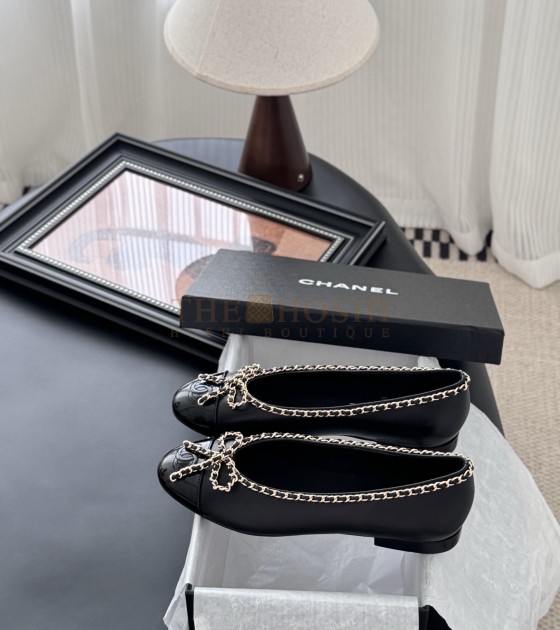 Ch**el Slingback Heels Flat Black 6.5cm Size 35-42