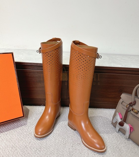 H**me5 Jumping Riding Boots Swift Calfskin Brown Women