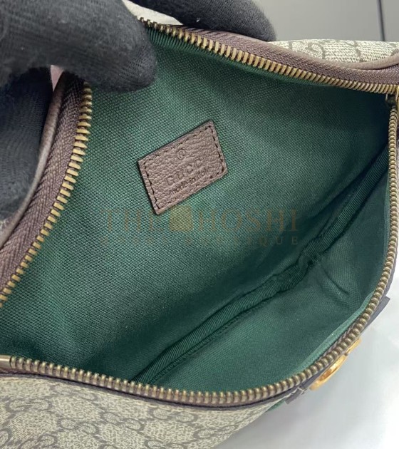 Gvc*1 Ophidia Waist Bag  GG Coated Canvas  Leather Trim Beige Brown 30×14×4.5cm Master quality