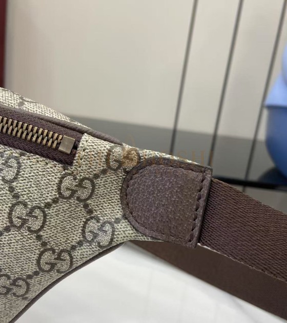 Gvc*1 Ophidia Waist Bag  GG Coated Canvas  Leather Trim Beige Brown 30×14×4.5cm Master quality