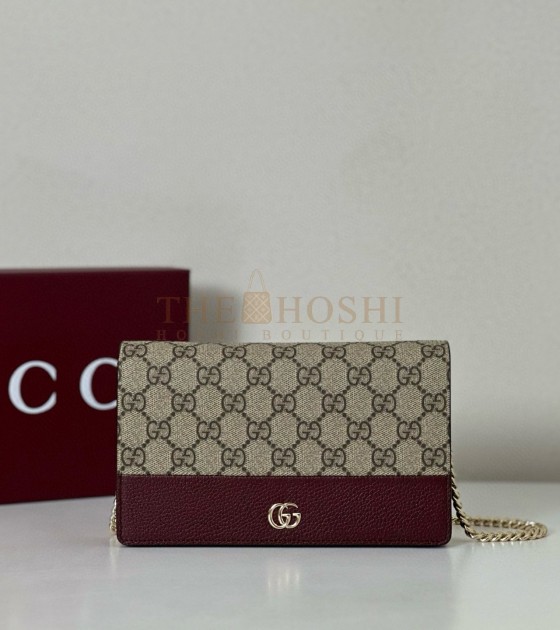 Ch**el Classic Wallet on Chain Black/Burgundy Caviar Leather 20x12.5x4cm Master Quality