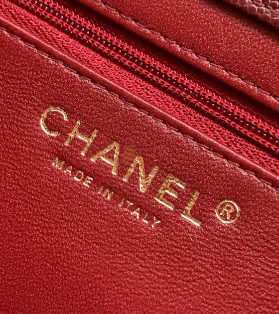 Ch**el Large Button Bag Red Lambskin 15*22*7cm  Master Quality