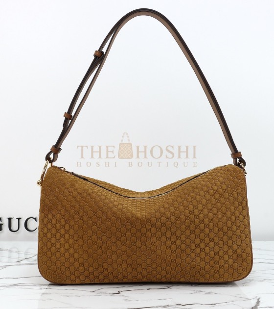 Gvc*1 Horsebit Shoulder Bag Suede Leather Brown Size  38*20*15 cm Master Quality