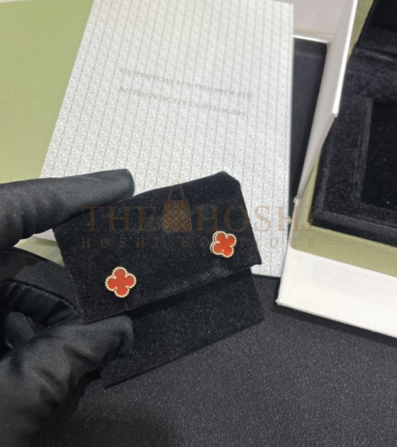 V*n Cl**f & Arpels Alhambra Vintage Earrings Mini 18K Yellow Gold/White Mother-of-Pearl Master Quality