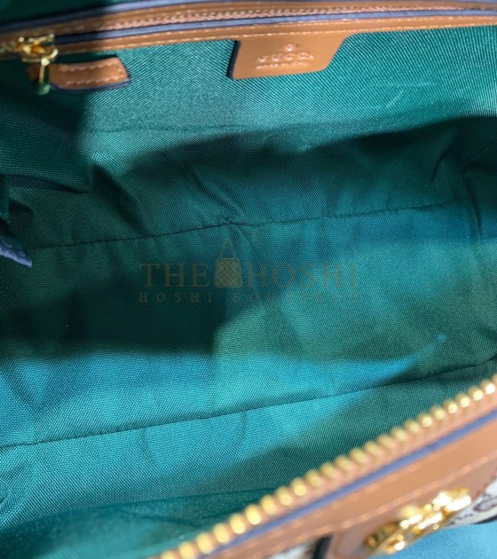 Gvc*1 Ophidia Pillow Bag 30x16x20cm Canvas Red/Green Web Leather Trim Master Quality