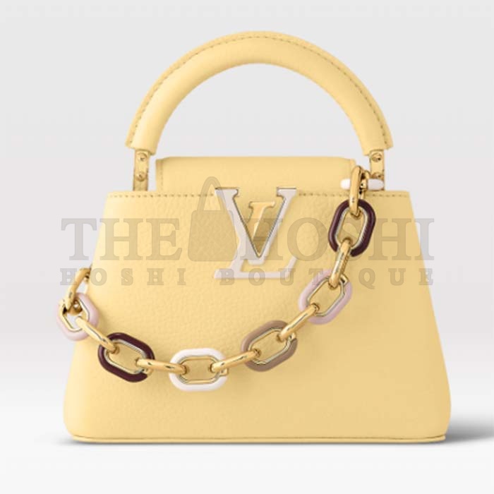 L0vis Vvtt0n LV Women Capucines Mini Handbag Yellow Taurillon Cowhide Leather Master Quality