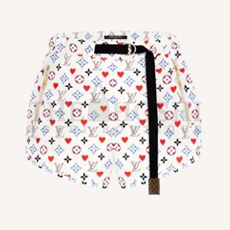 L0vis Vvtt0n Women Game On D-Ring Drawstring Jogging Shorts Monogram Canvas-White Master Quality