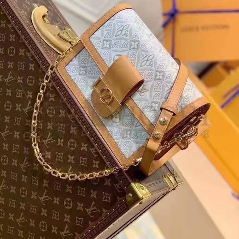 L0vis Vvtt0n LV Women Dauphine MM Handbag Ecru Caramel Since 1854 Jacquard Master Quality