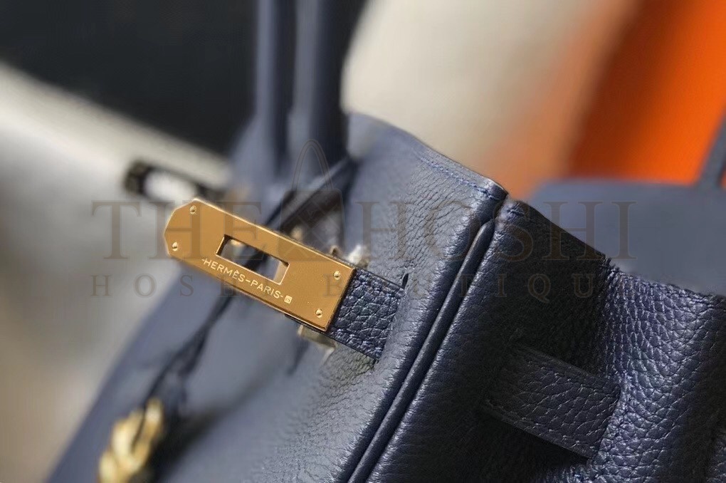H**me5 Birkin 35 Bag in Navy Blue Clemence Leather with GHW Master Quality