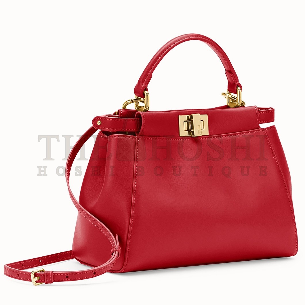 F**di Peekaboo Mini Bag In Red Nappa Leather Master Quality