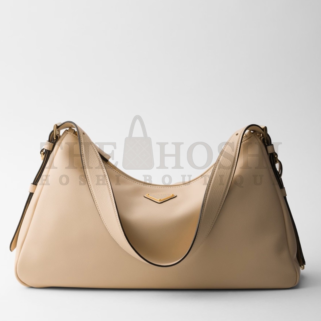 Pra*a Aimee Large Shoulder Bag in Travertine Leather Master Quality