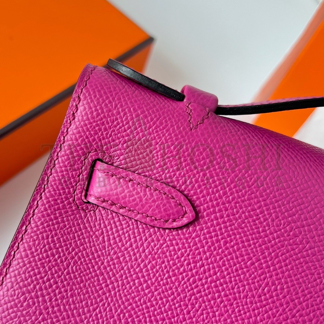 H**me5 Kelly Pochette Handmade Bag In Rose Purple Epsom Calfskin Master Quality