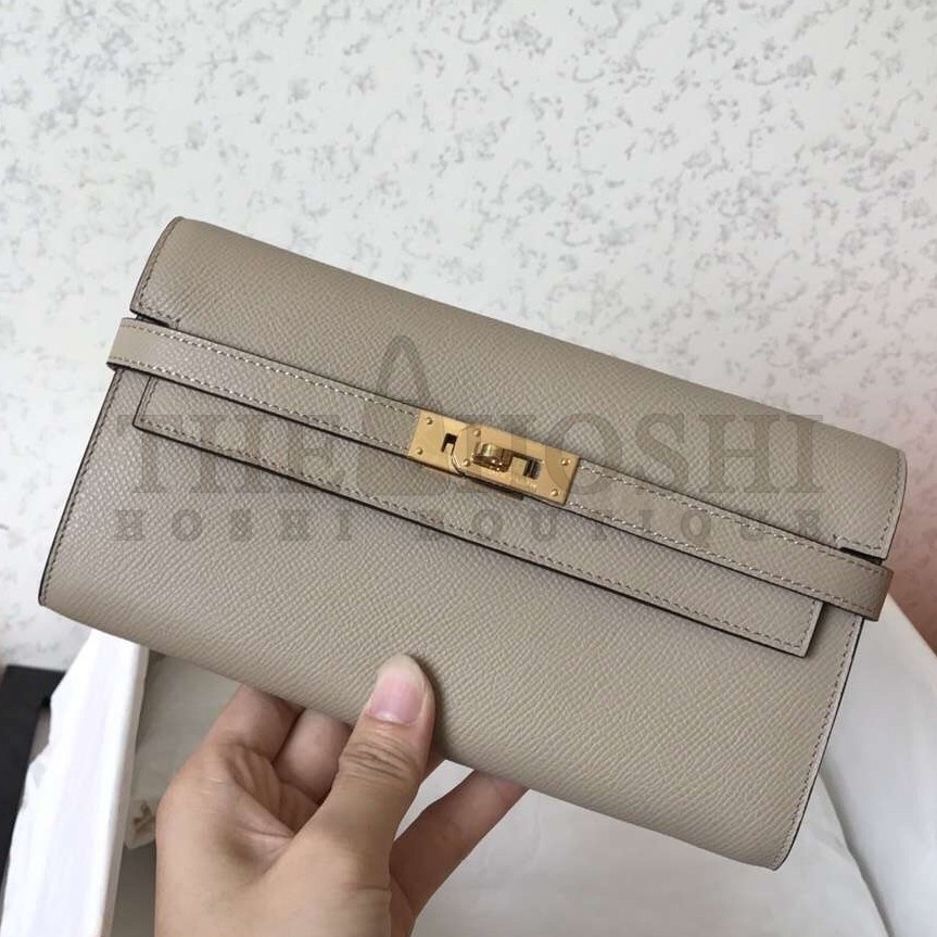 H**me5 Kelly Classic Long Wallet In Grey Epsom Leather Master Quality