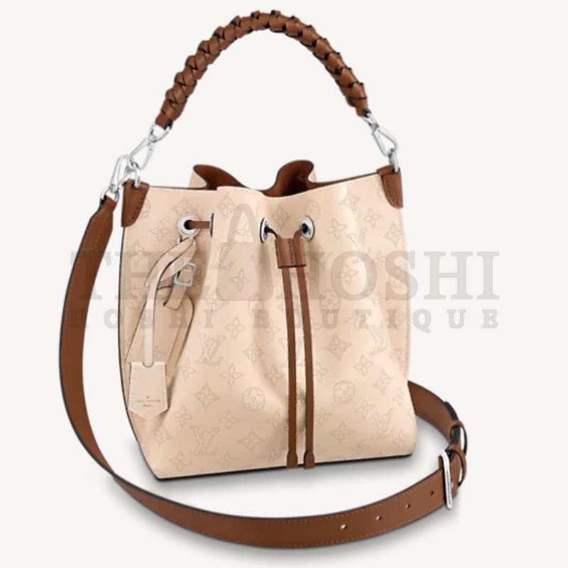 L0vis Vvtt0n LV Women Muria Bucket Bag Crème Beige Mahina Perforated Calf Leather Master Quality