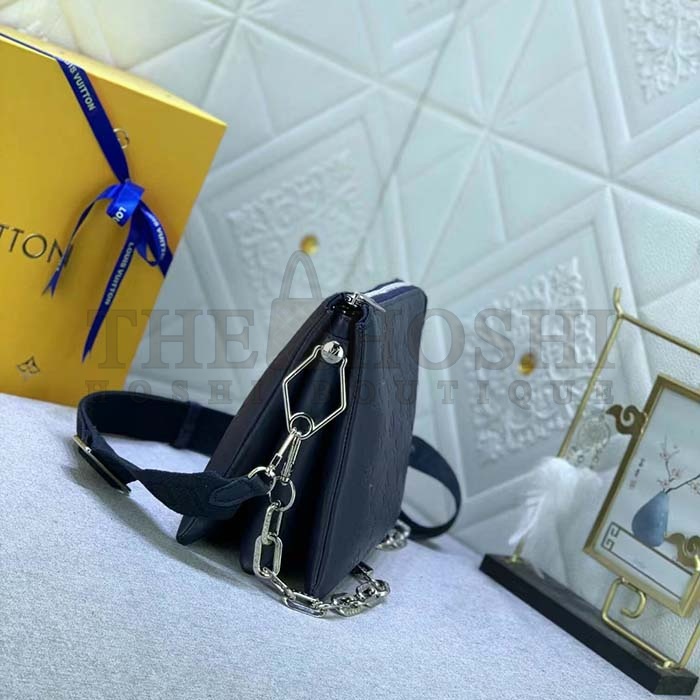 L0vis Vvtt0n LV Women Coussin PM Handbag Marine Blue Monogram Embossed Puffy Lambskin Calfskin Leather Master Quality