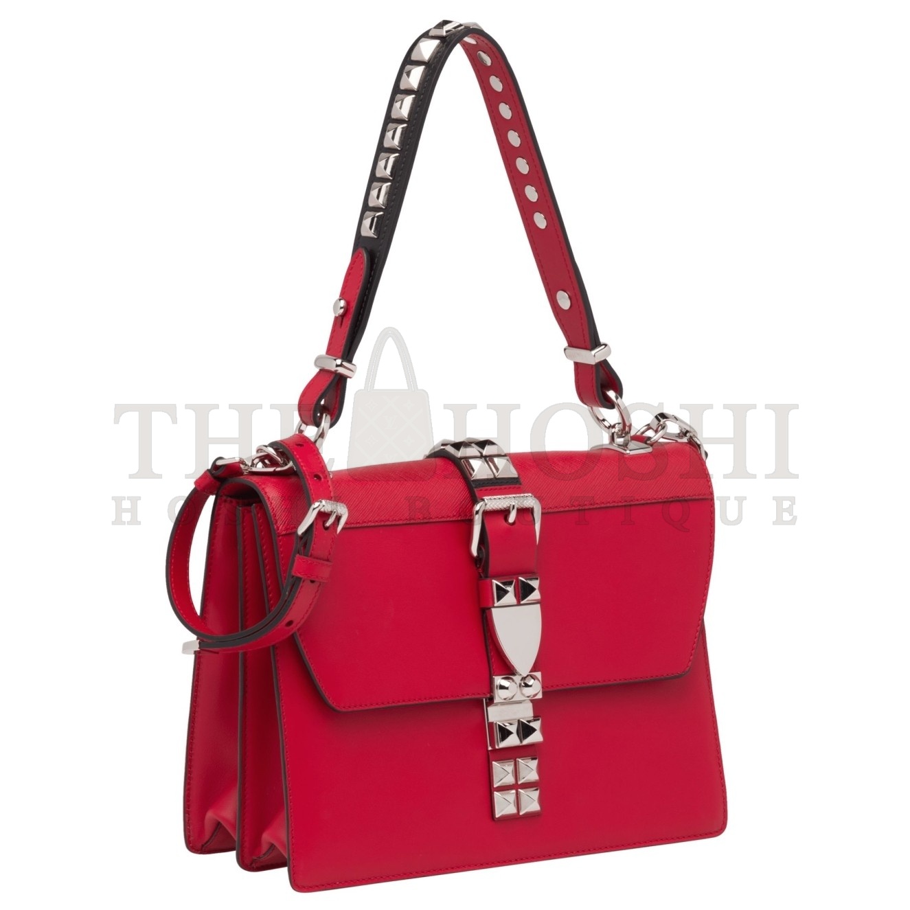 Pra*a Elektra Shoulder Bag In Red Calfskin Master Quality