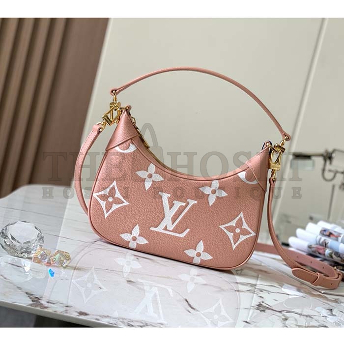 L0vis Vvtt0n LV Women Bagatelle Mini Hobo Handbag Pink Embossed Grained Cowhide Leather Master Quality