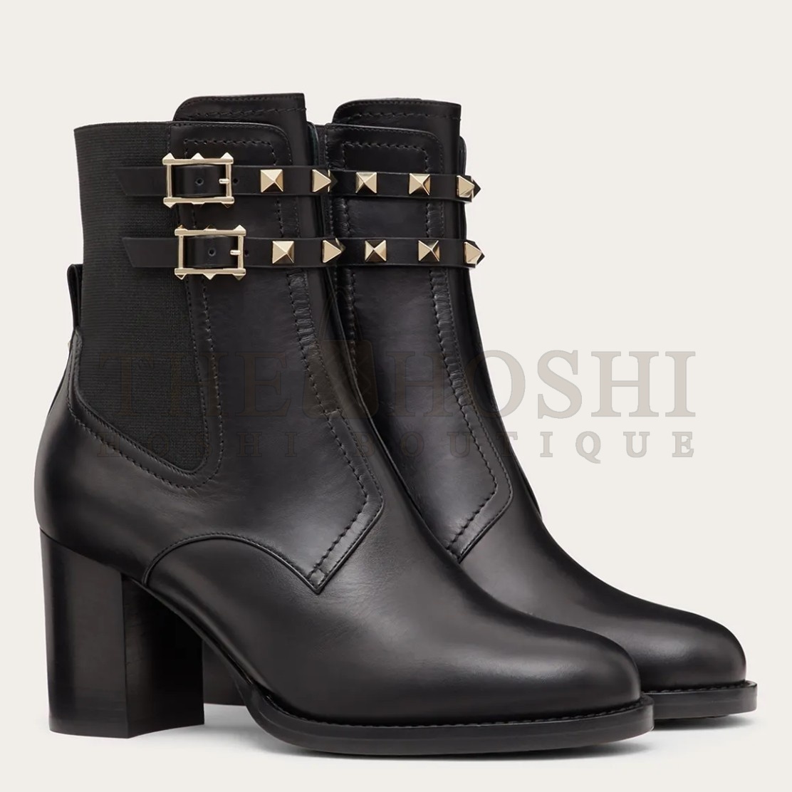 Va1e*ntin0 Rockstud Ankle Boots 70mm In Black Leather Master Quality