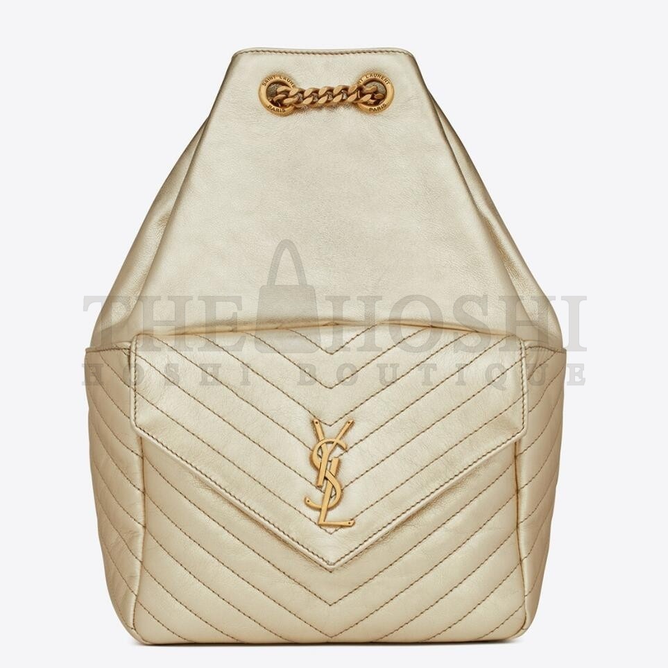 Sa1nt Lau*nt Joe Backpack In Gold Lame Leather Master Quality