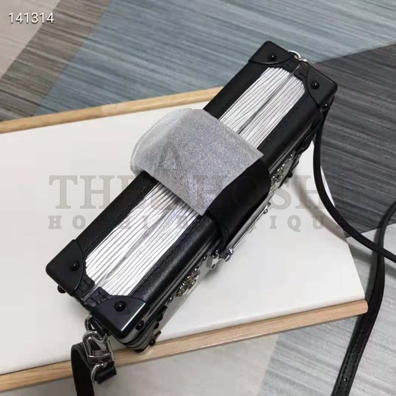 L0vis Vvtt0n LV Women Petite Malle Handbag Silver Epi Grained Cowhide Leather Master Quality