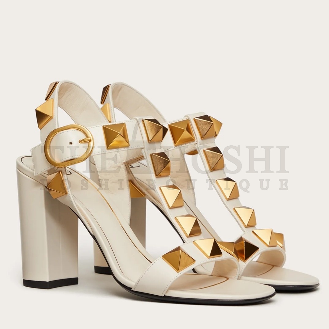 Va1e*ntin0 Roman Stud Sandals 90mm In White Calfskin Master Quality