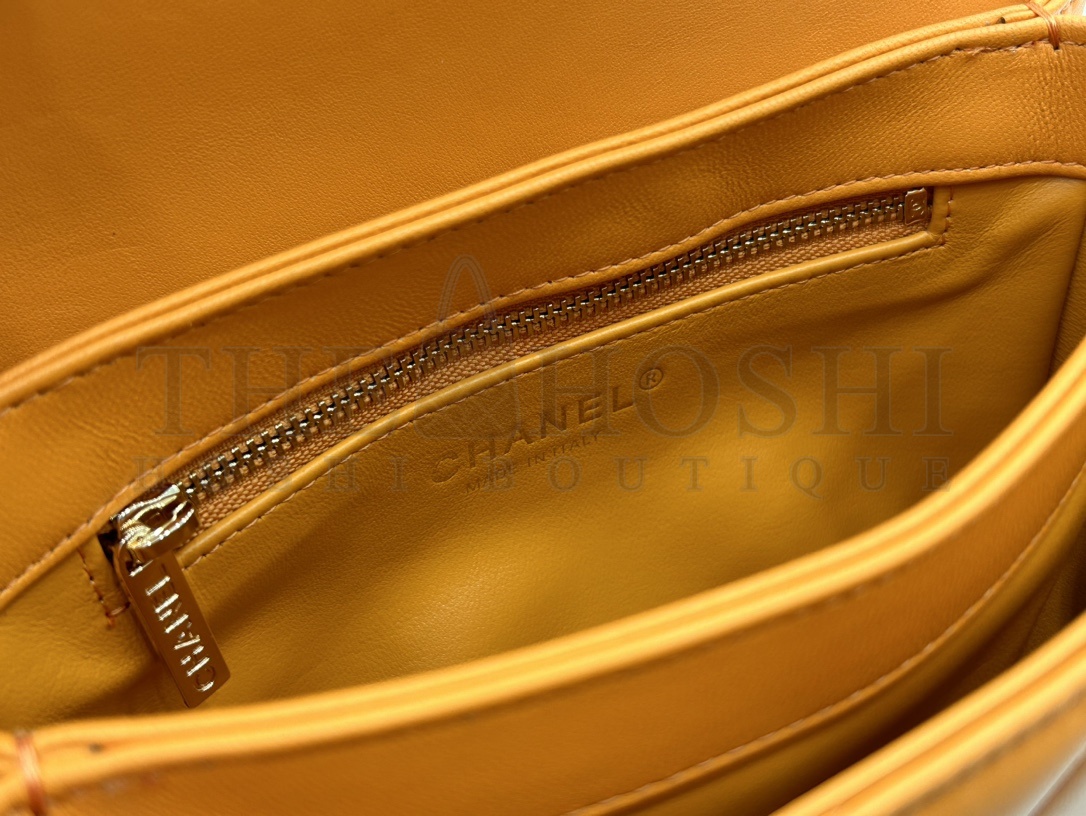 Ch**el 24C CC Trendy AS4654 Top Handle Bag Orange Lambskin with Rainbow Hardware 20cm Master Quality