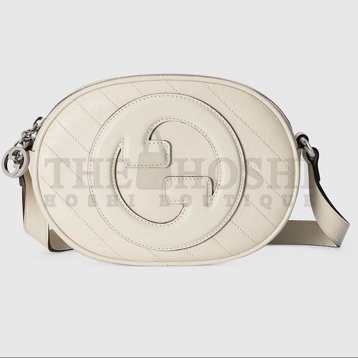 Gvc*1 Women GG Blondie Mini Shoulder Bag White Leather Round Interlocking G Patch Master Quality