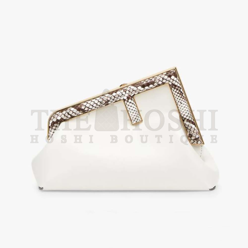 F**di Women First Small White Leather Bag with Exotic Details Master Quality