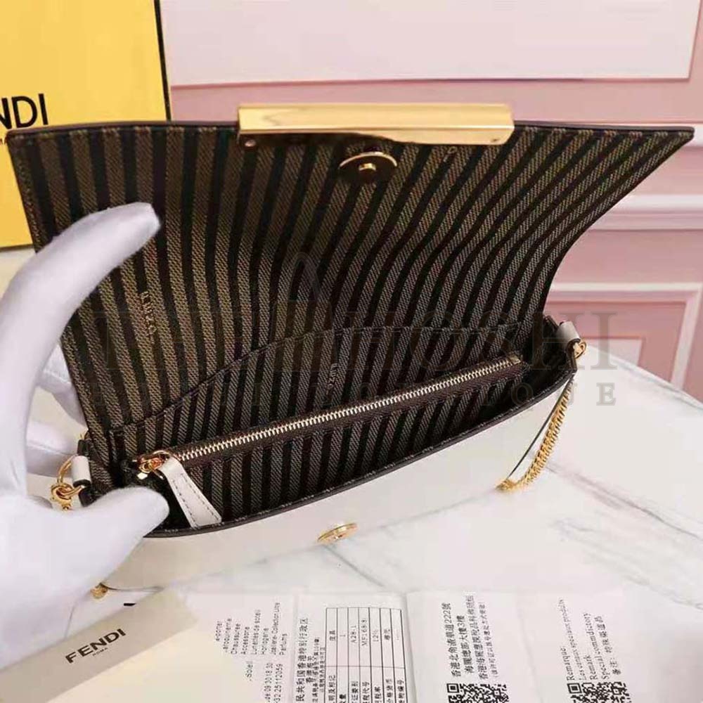 F**di Women Wallet on Chain with Pouches Leather Mini-Bag-White Master Quality