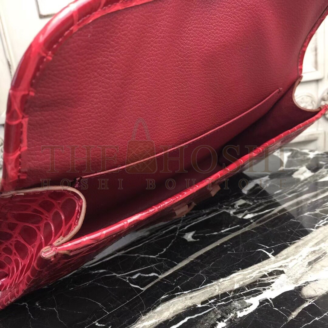 H**me5 Jige Elan 29 Clutch In Dark Red Crocodile Leather Master Quality