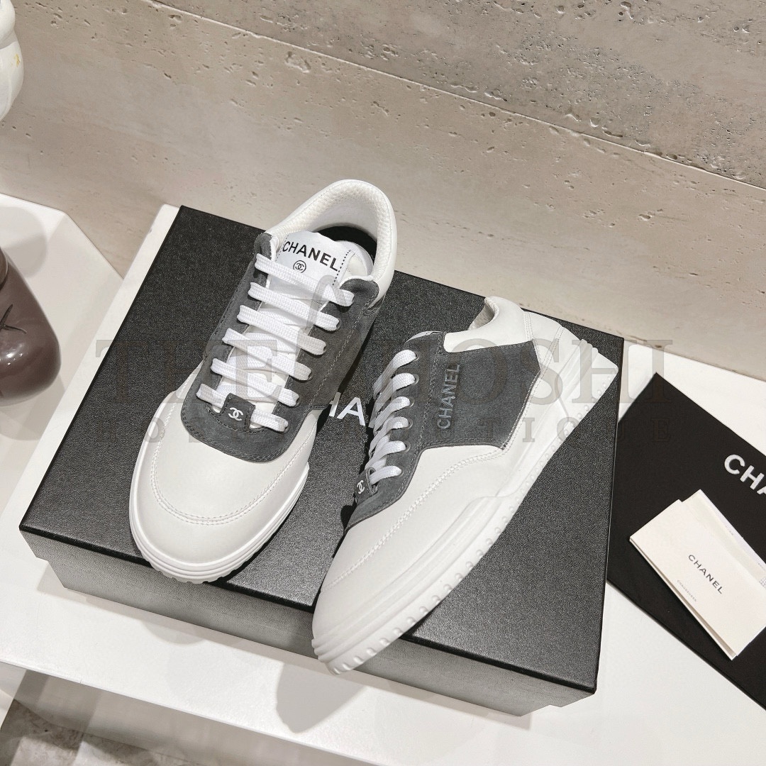 Ch**el WHITE AND GREY SNEAKERS Master Quality