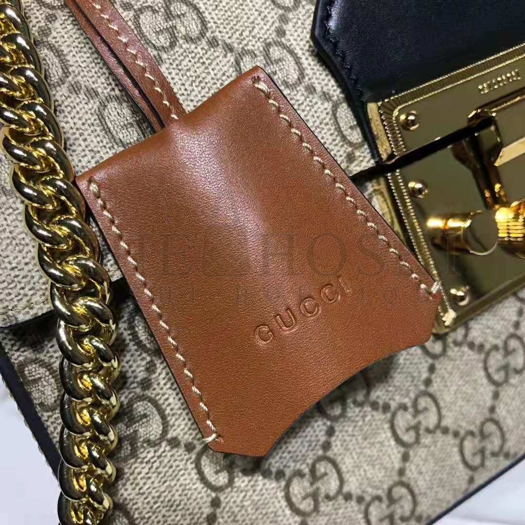 Gvc*1 GG Women Padlock GG Small Bamboo Shoulder Bag in Beige/Ebony GG Svp*me Canvas Master Quality