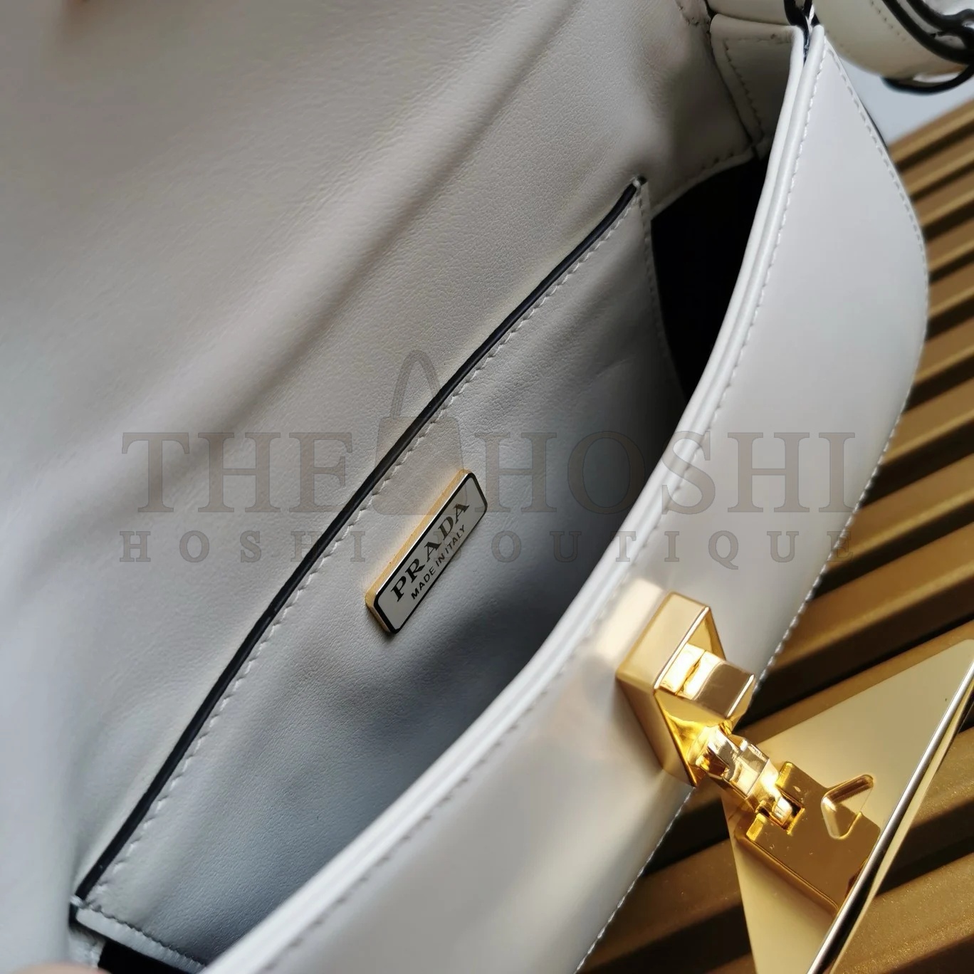 Pra*a Shoulder Bag in White Brushed Calfskin Master Quality