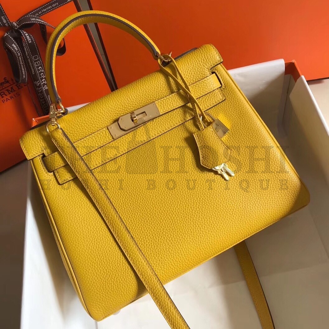 H**me5 Kelly 28cm Retourne Bag In Soleil Clemence Leather Master Quality