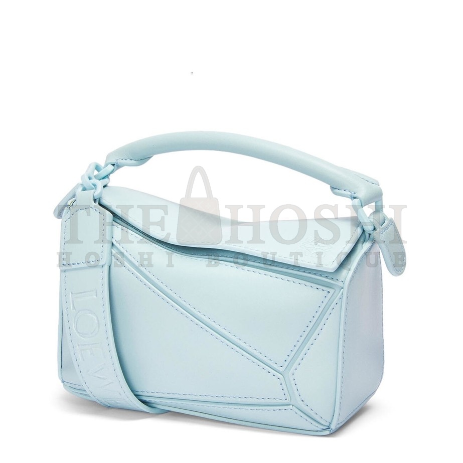 L0ew* Puzzle Mini Bag In Aquamarine Satin Calfskin Master Quality