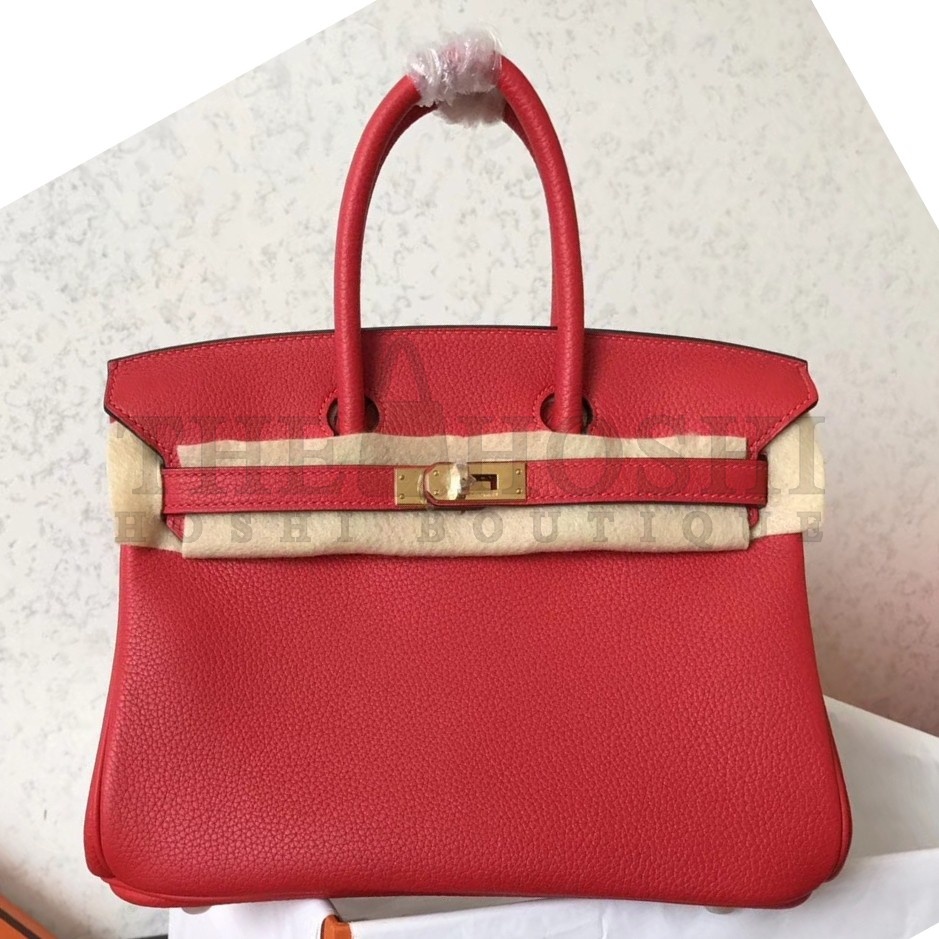H**me5 Red Birkin 25cm Clemence Handmade Bag Master Quality