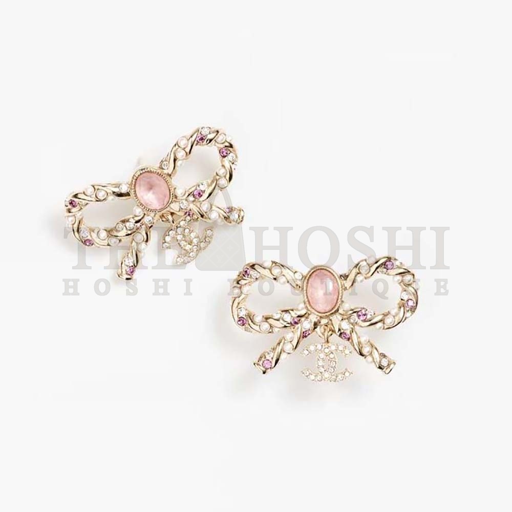 Ch**el Women Stud Earrings in Metal Glass Pearls and Strass Master Quality