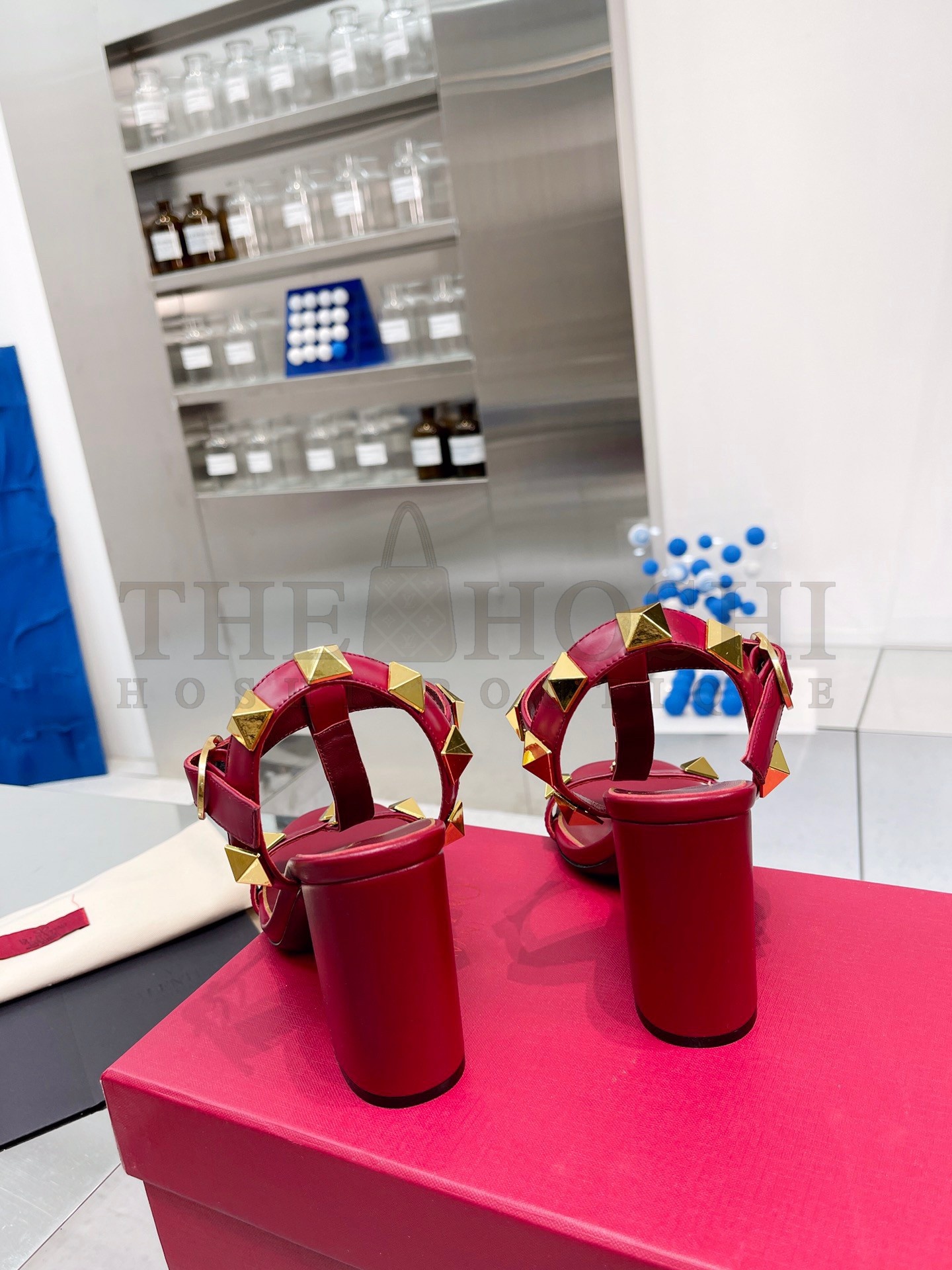 Va1e*ntin0 Roman Stud Sandals 90mm In Red Calfskin Master Quality