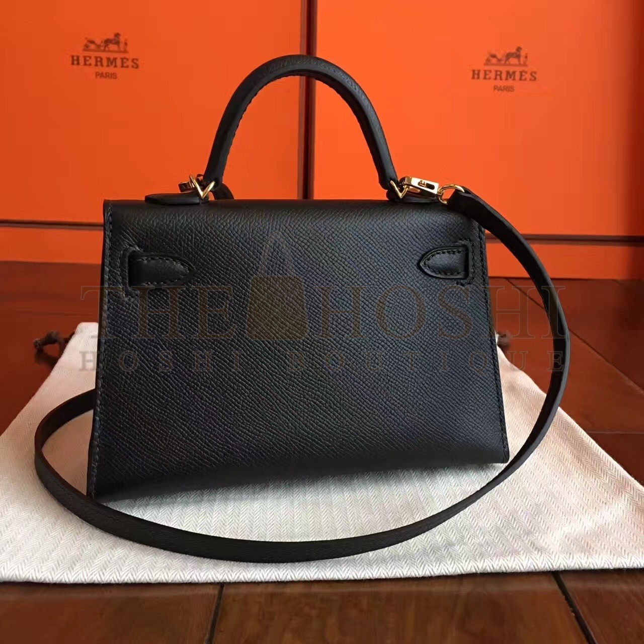 H**me5 Black Epsom Kelly Mini II Handmade Bag Master Quality