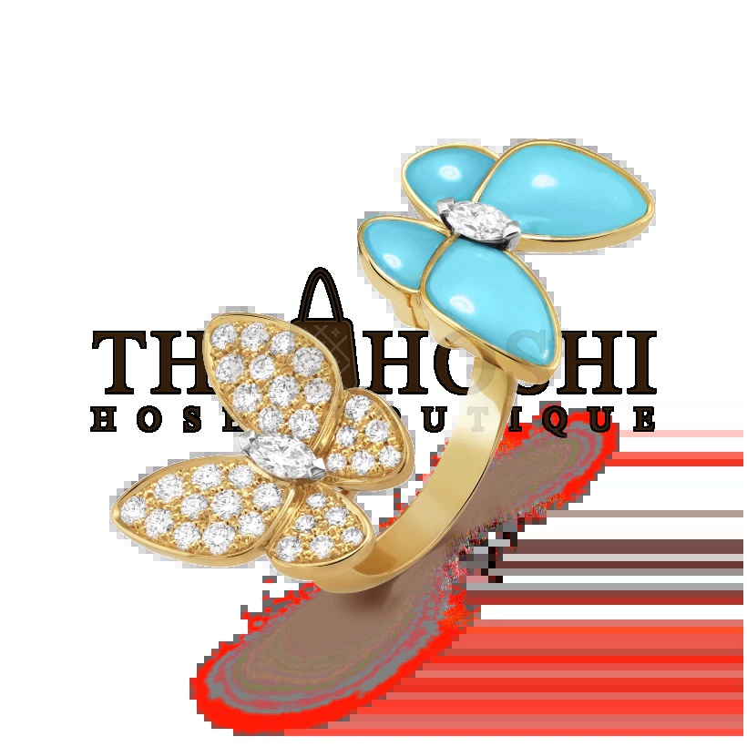 V*n Cl**f & Arpels Blue Butterfly & Full D1am0nd Butterfly Ring, Two Butterfly Between the Finger ring Master Quality