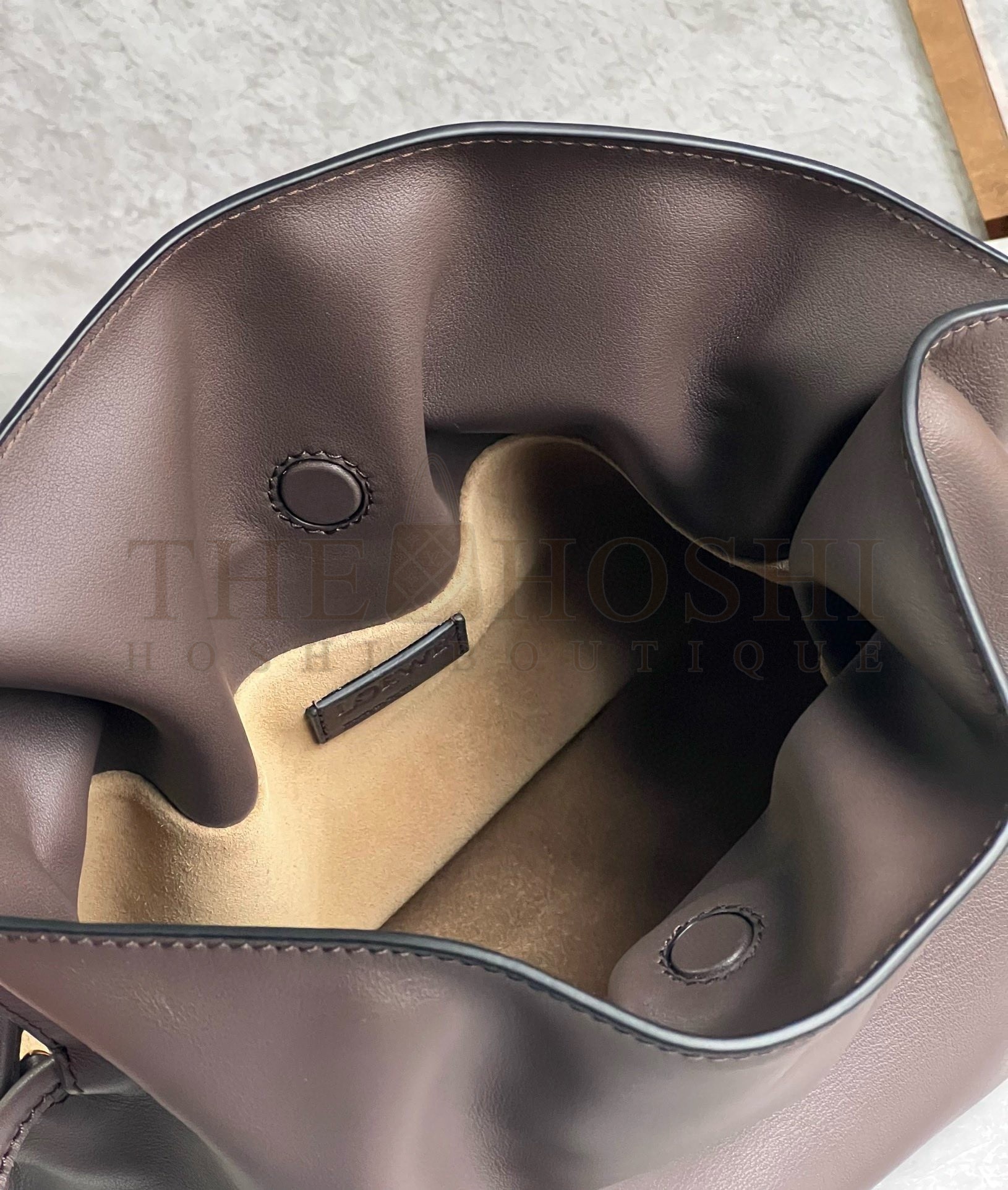 L0ew* Flamenco Clutch Bag in Chocolate Nappa Calfskin Master Quality