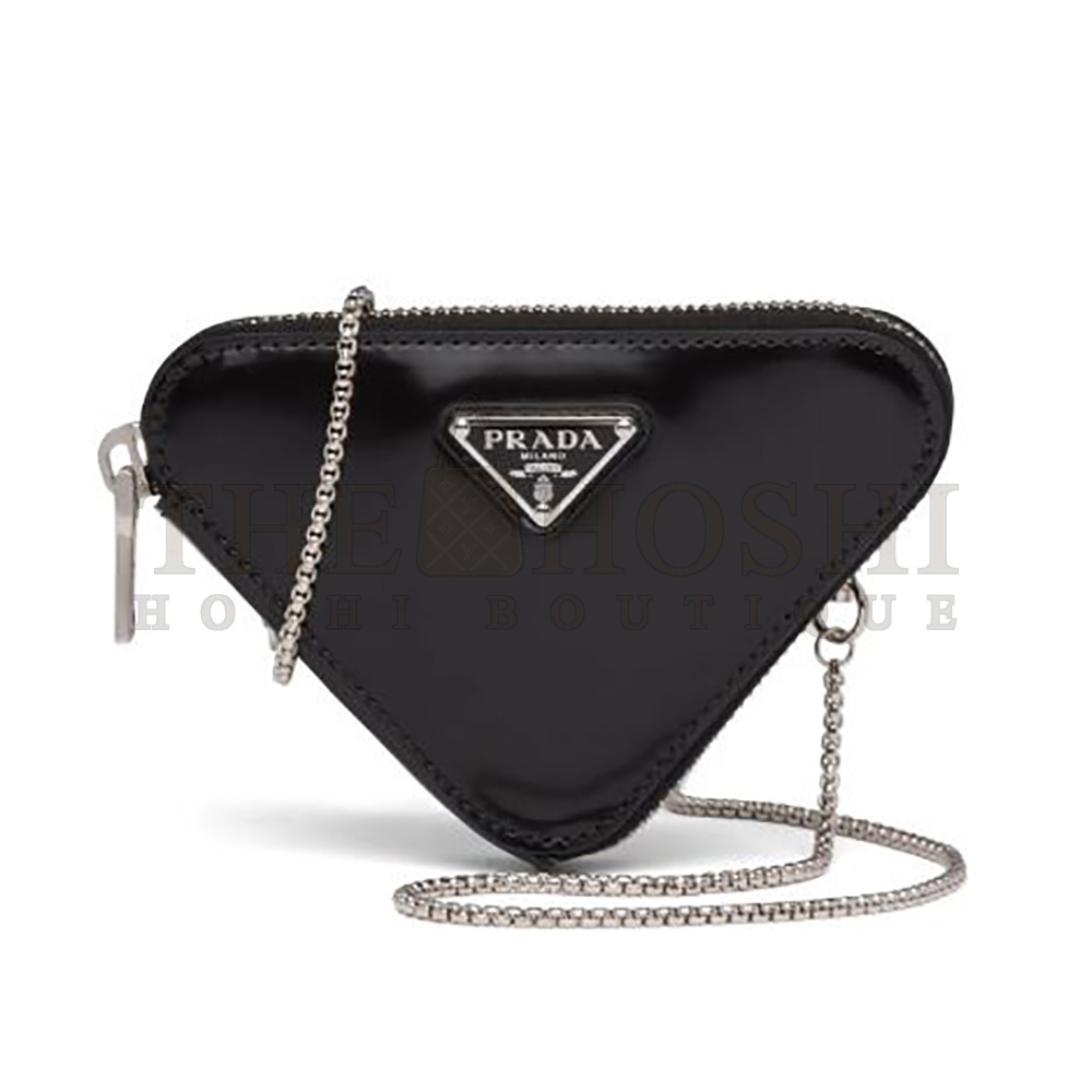 Pra*a Women Brushed Leather Mini-Pouch-Black Master Quality