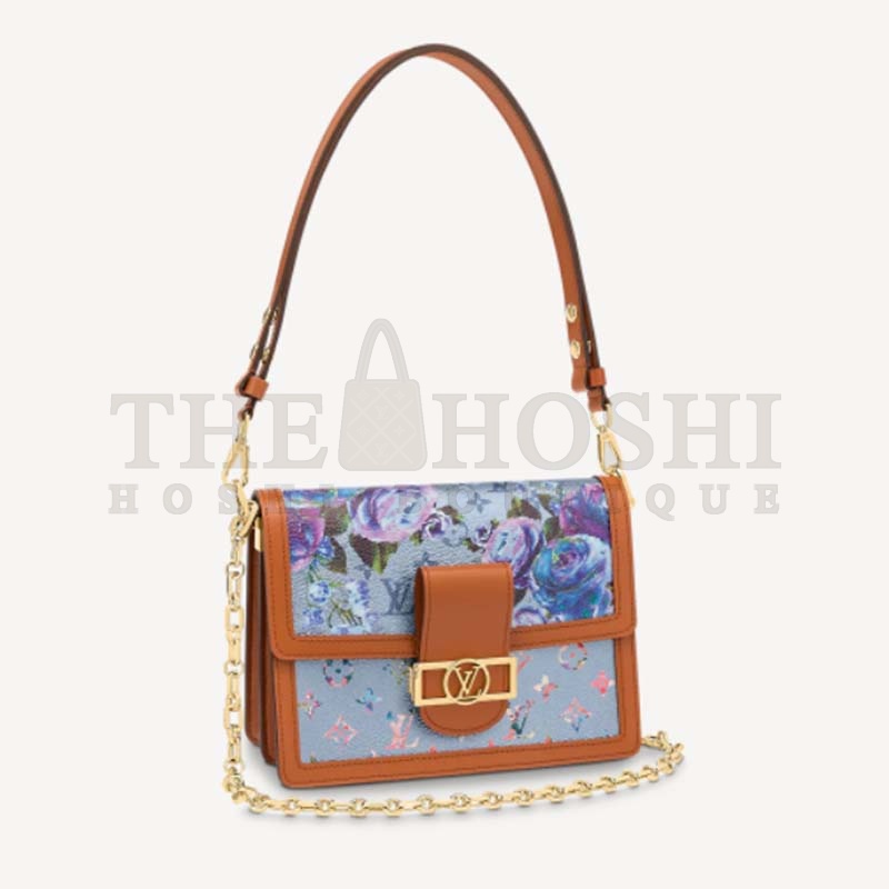 L0vis Vvtt0n LV Women Dauphine MM Handbag Blue Coated Canvas Cowhide Leather Master Quality