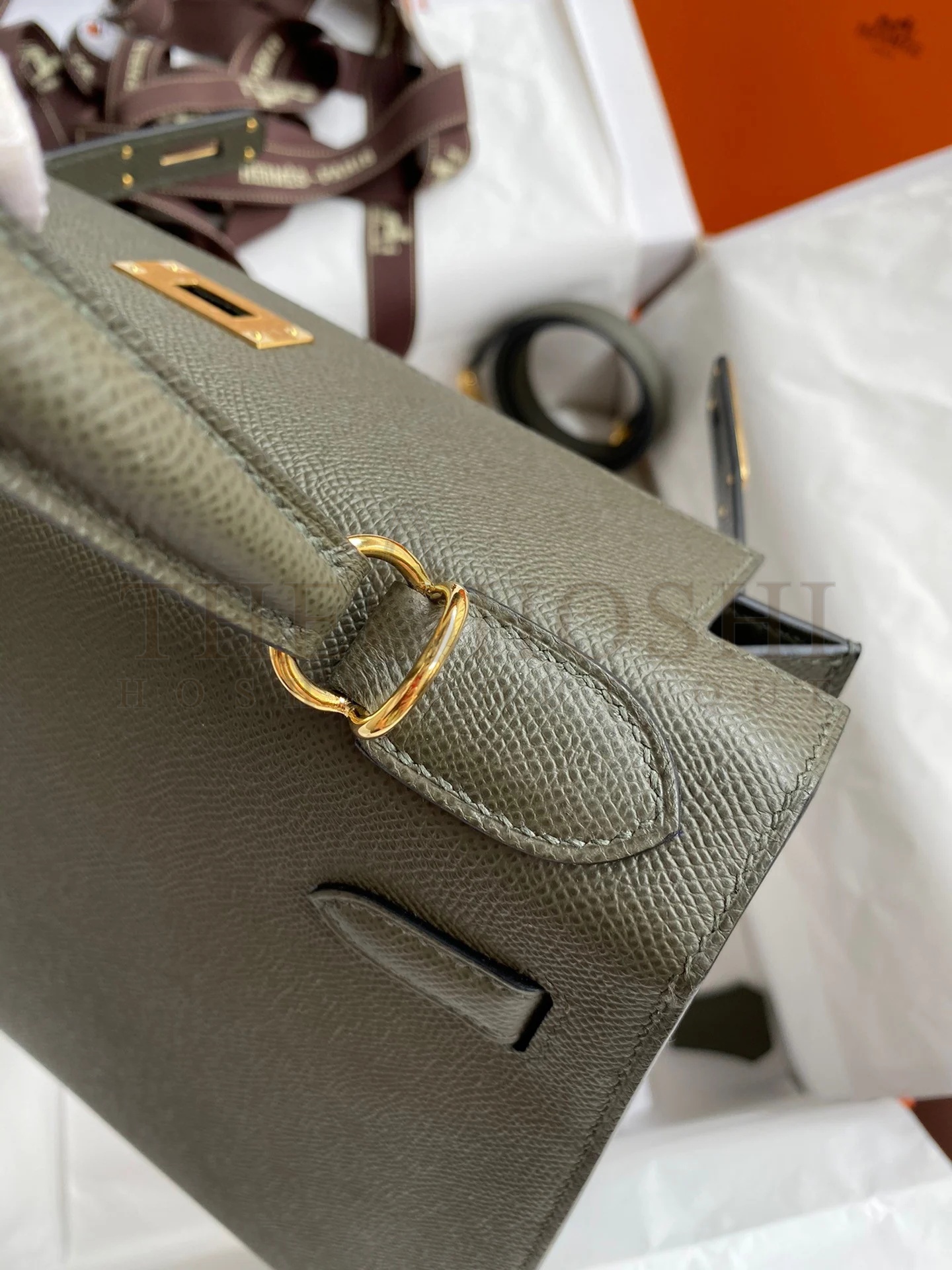 H**me5 Kelly Sellier 28 Handmade Bag In Vert De Gris Epsom Calfskin Master Quality