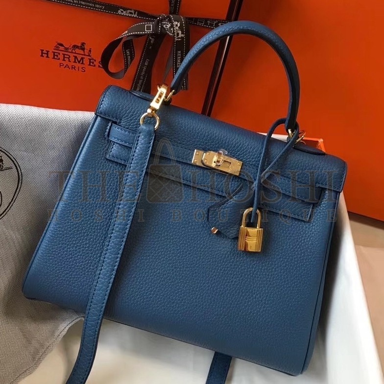 H**me5 Kelly 25cm Retourne Bag In Agate Blue Clemence Leather Master Quality